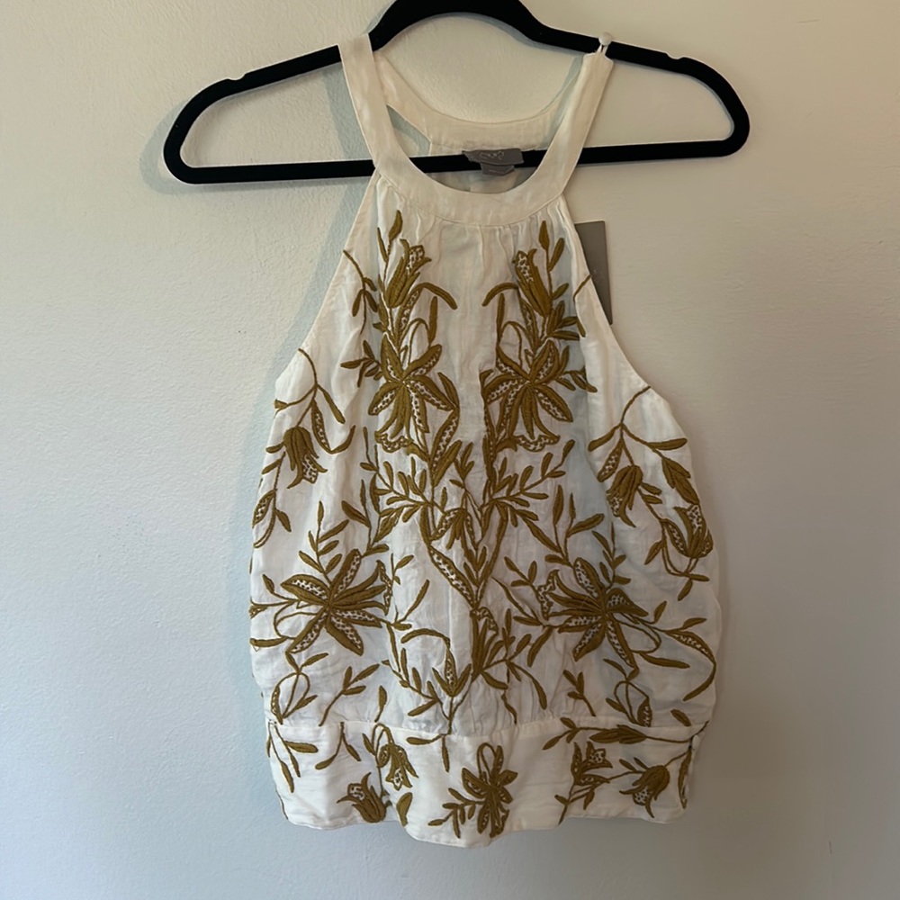 Vanessa Virginia for Anthropologie embroidered linen tank top